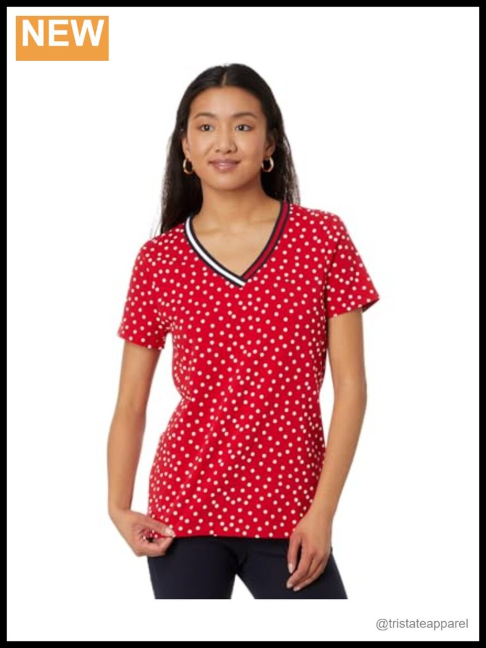 Tommy Hilfiger Women's V-Neck Cotton Tee - Short Sleeve